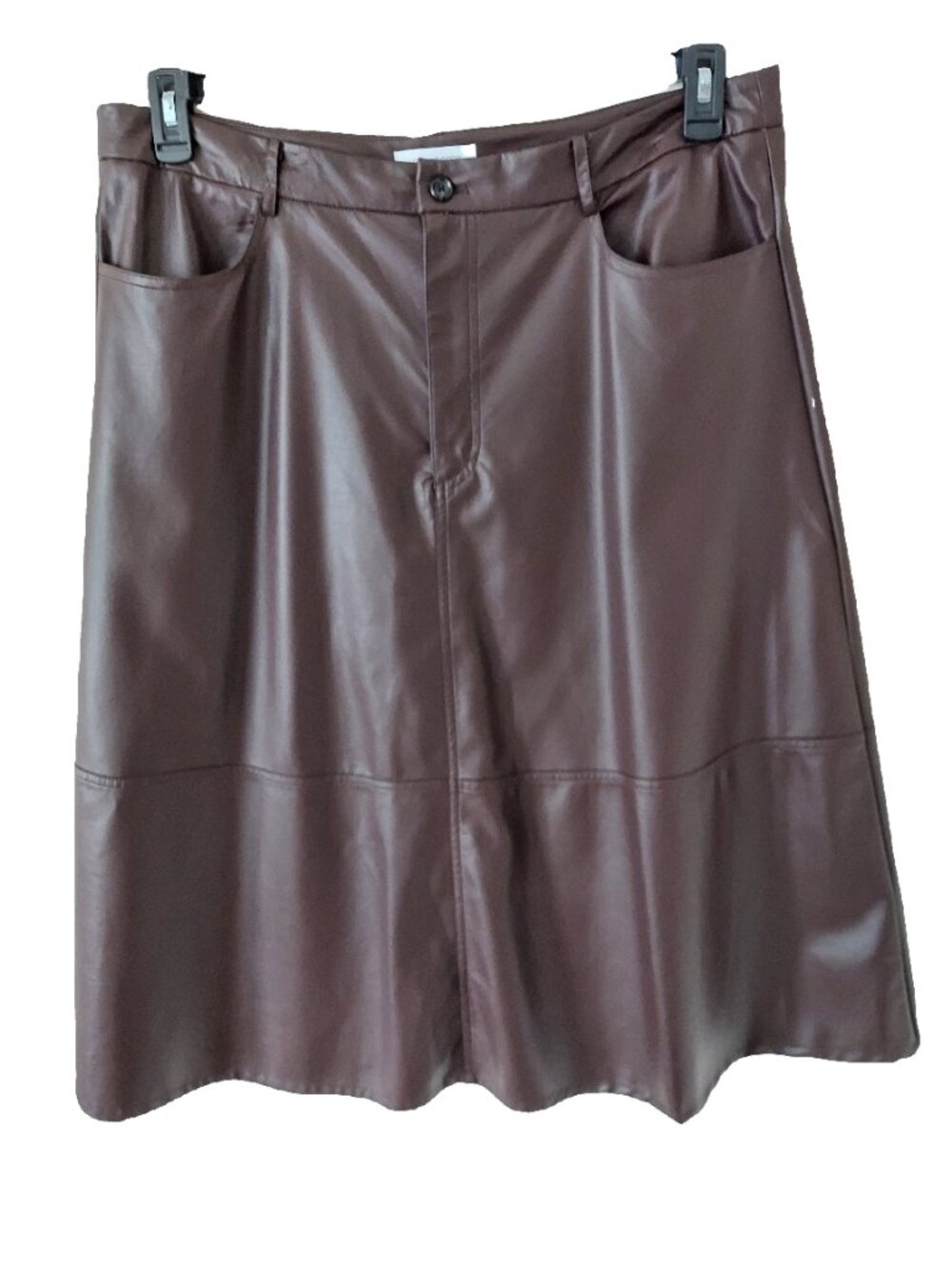 Liz Claiborne Imitation Leather Brown Skirt SZ 18 Washable